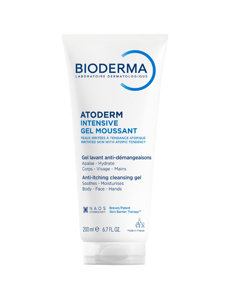 Bioderma Atoderm Intensive Foaming Gel ultra-soothing & unfragranced body wash for very dry skin, and itchy skin prone to eczema 200Ml